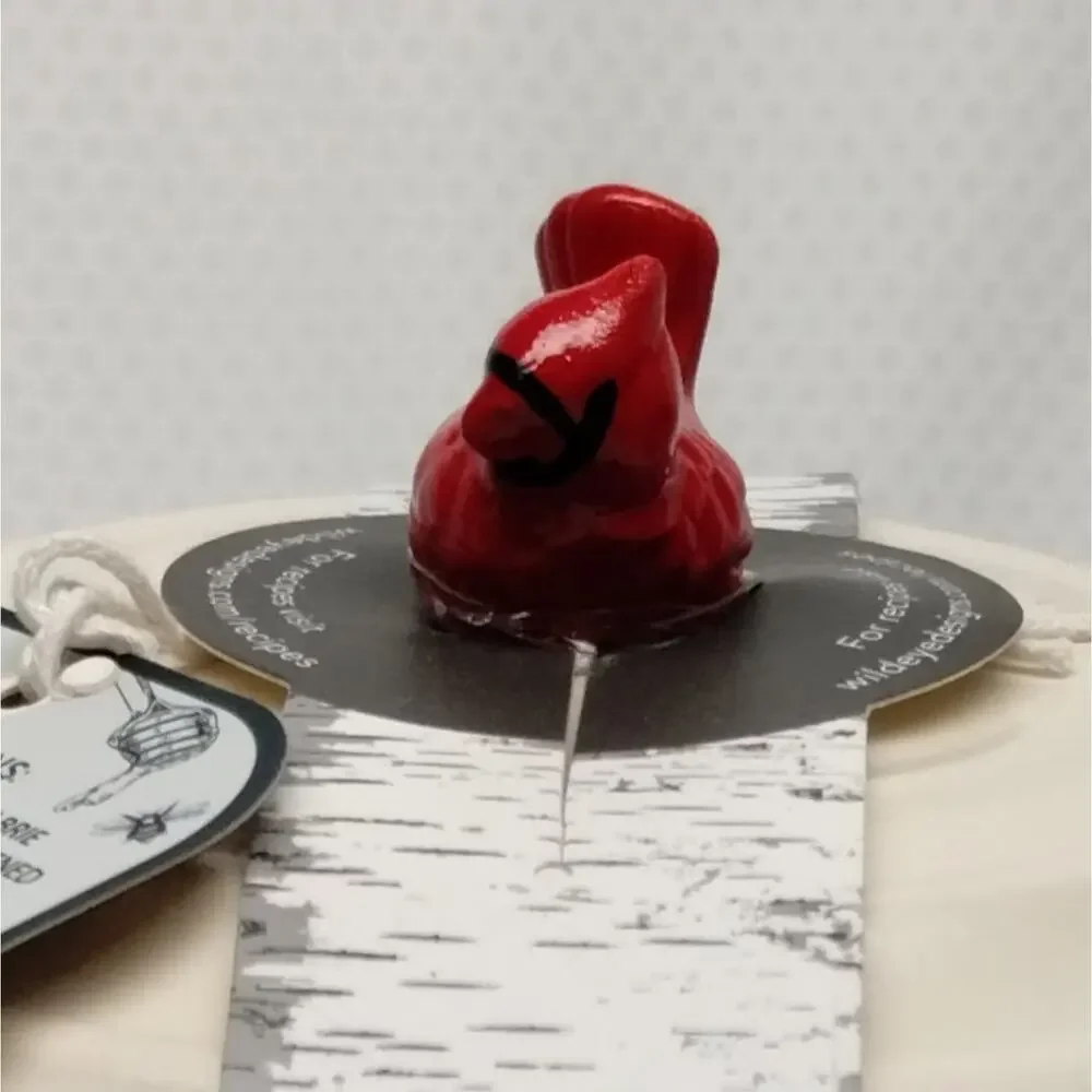 Wild Eye Designs Ceramic Brie Baker Red Cardinal Lid Missing Spoon